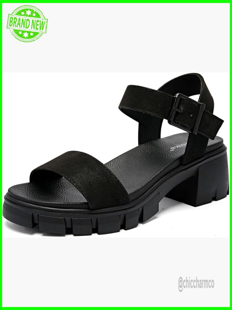 Women's Wide Width Block Heel Open Toe Platform Sandals